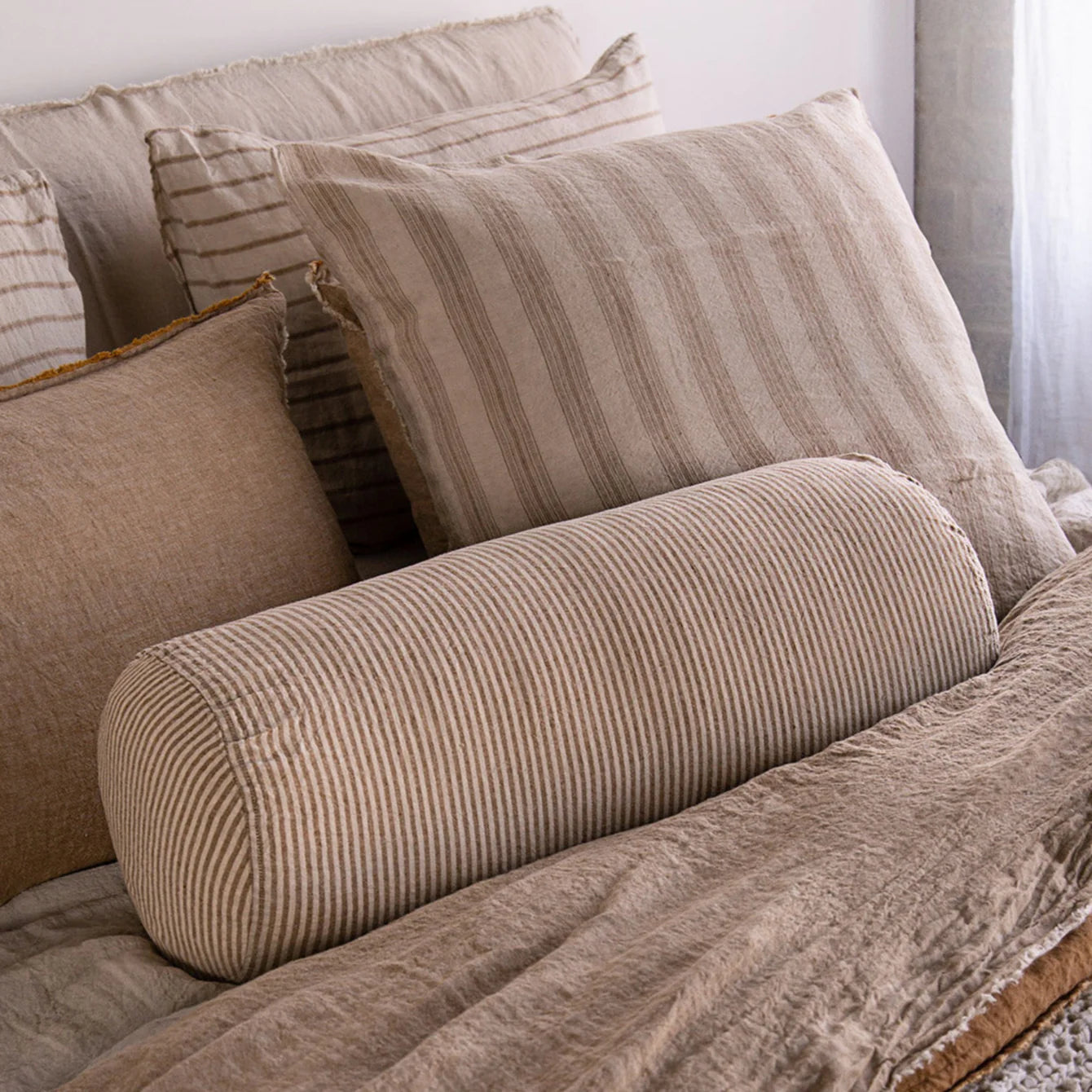 Basic Stripe Linen Bolster