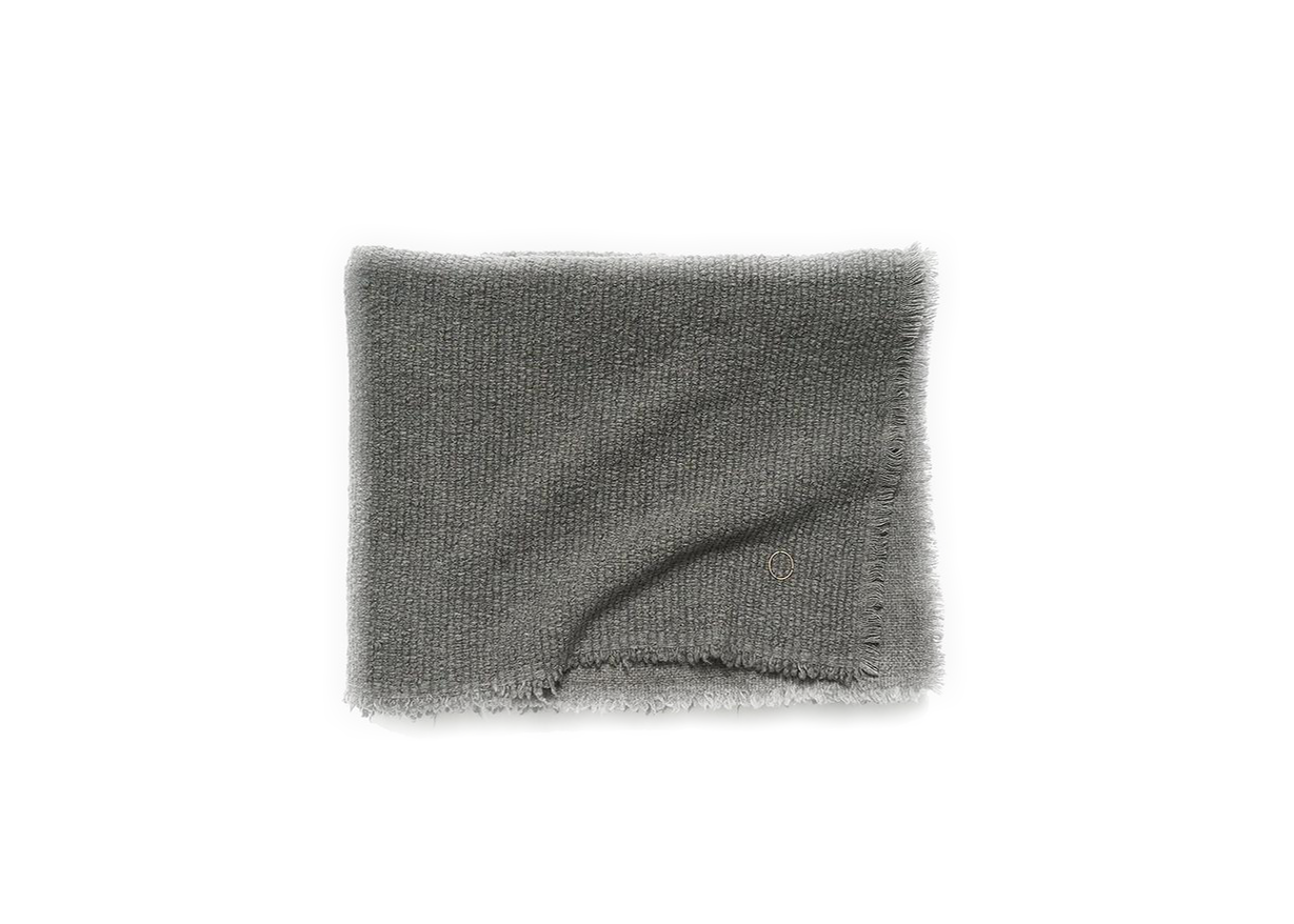 Dim Gray Kalin Woven Wool/Silk/Cashmere Throw in Slate Grey