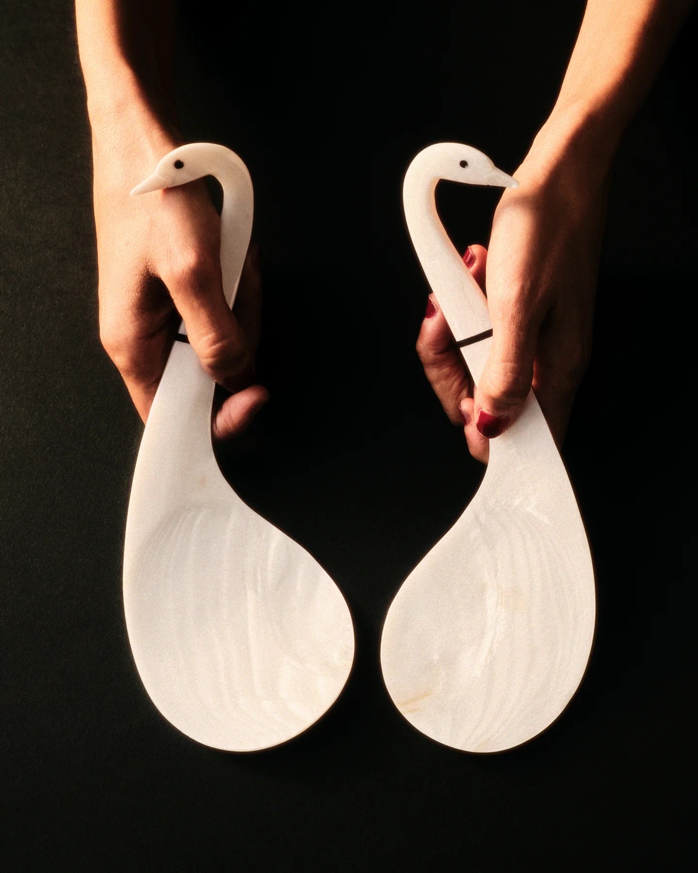 Mother Of Pearl Swan Serving Spoons (Pair)
