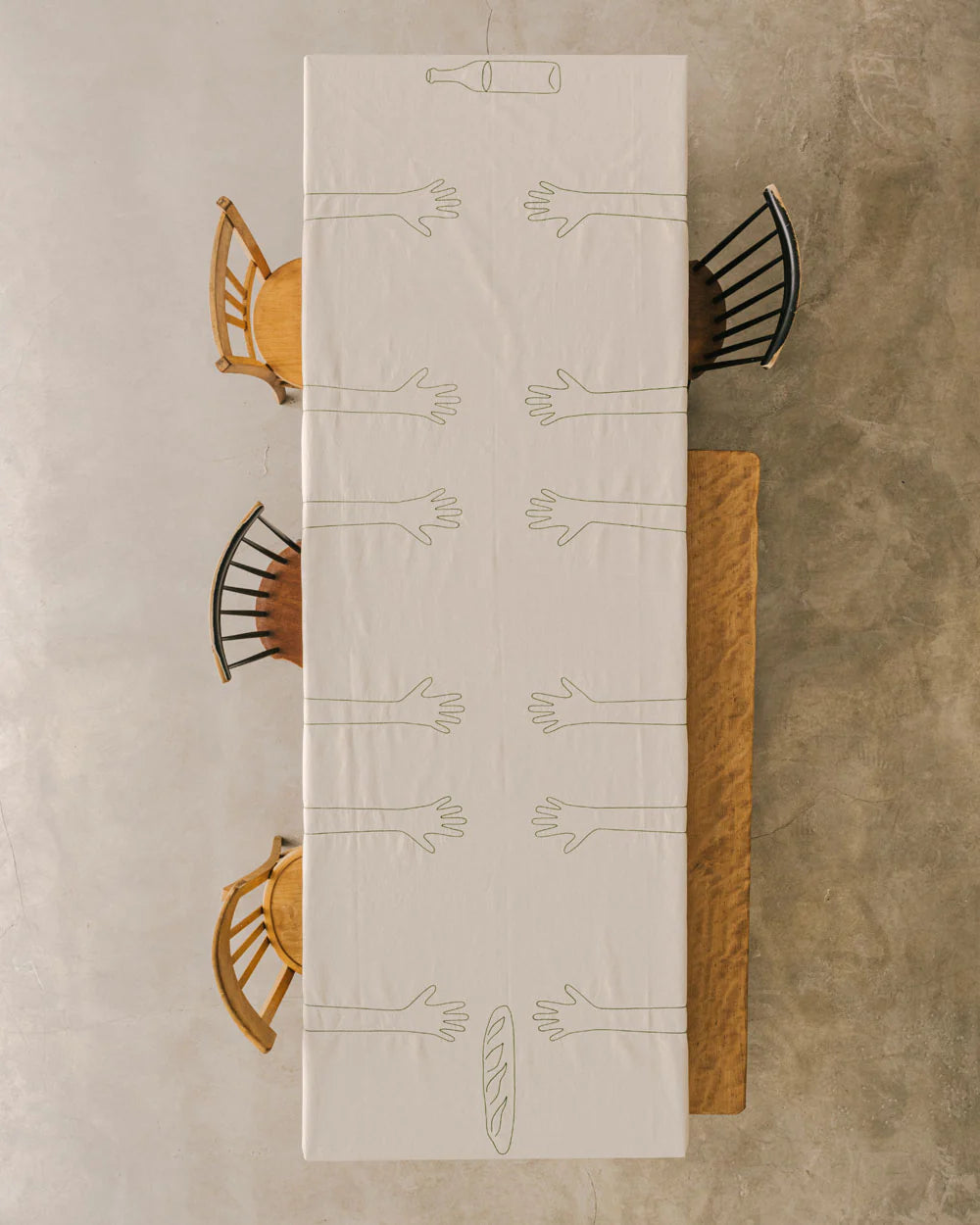 Hand On The Table For 6 Tablecloth (Green Hands)