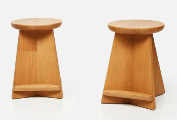 Tabouret de bar moderniste en chêne massif