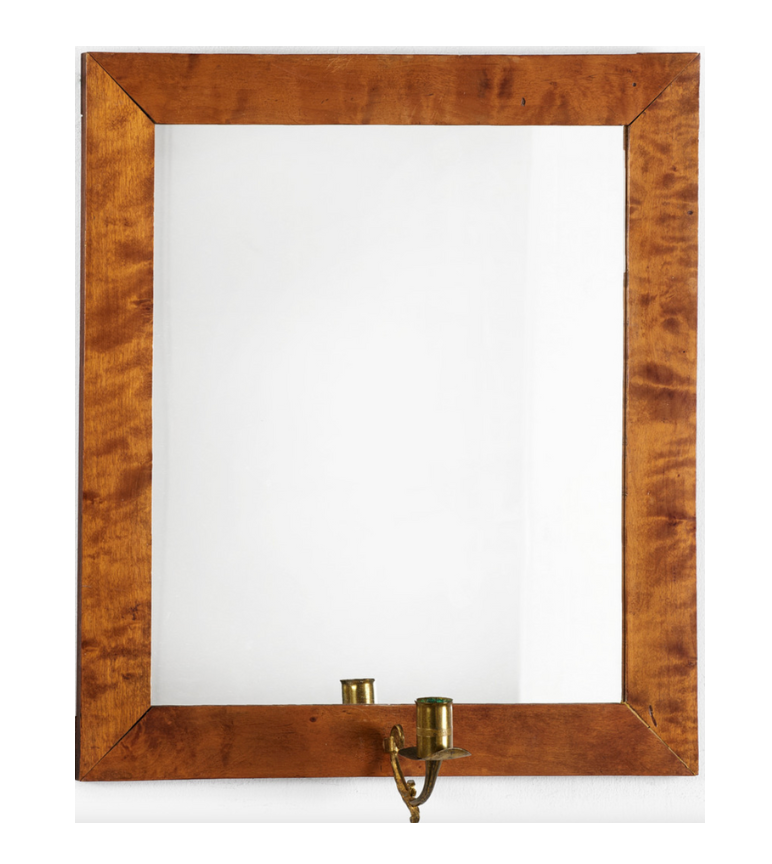 Antique 1850's Burled Birch Swedish Wall Mirror