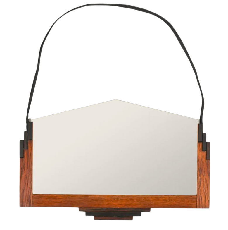 1930's French Art Deco Oak Mirror