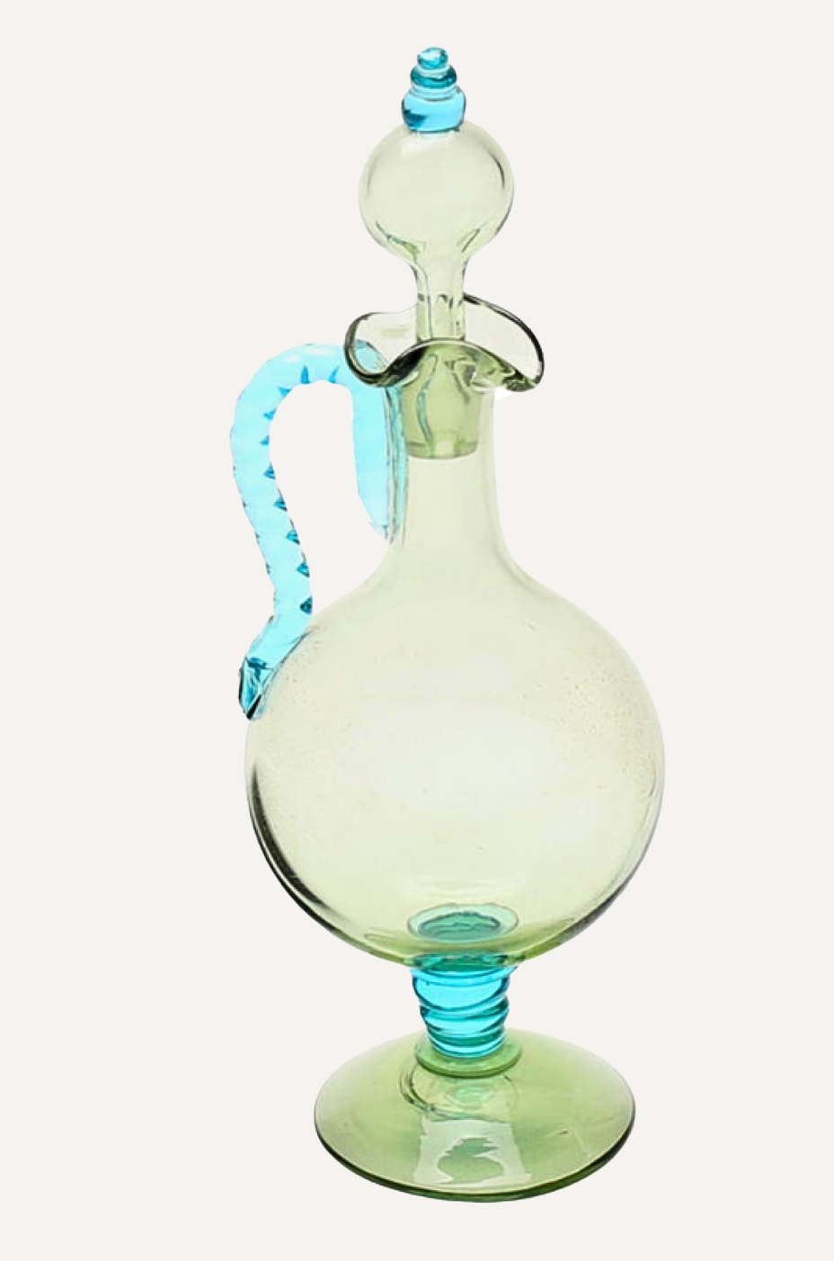 1950's Handblown Swedish Glass Carafe with Stopper Top