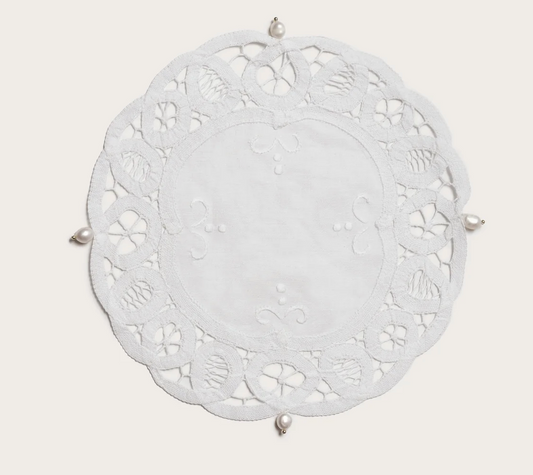 Lace Round Doilie With Pearls