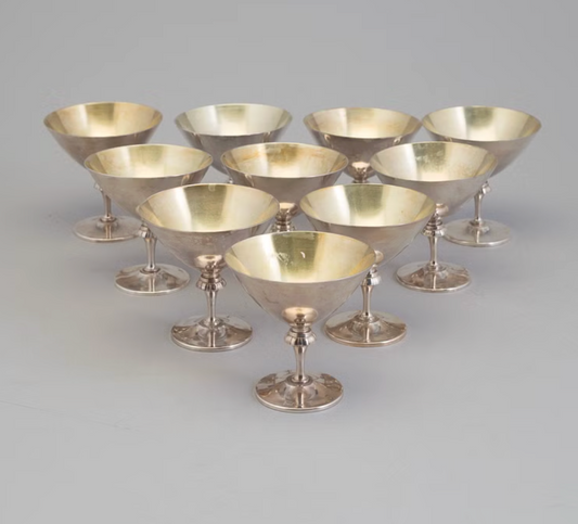 Group of 6 1950's Swedish Nickel Silver Cocktail Glasses by GAB, Sweden