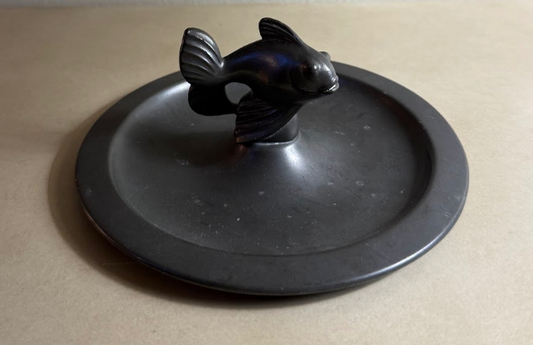 1940's Danish Diskometal Catchall Dish with Fish Finial by Just Anderson