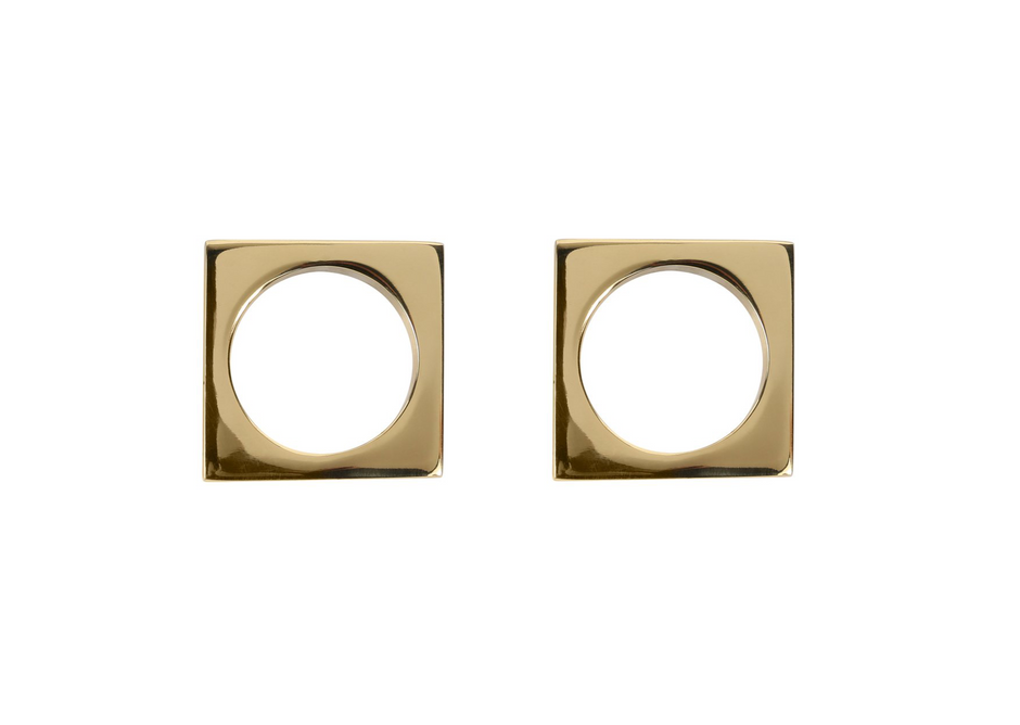 Dark Khaki Brass Modernist Napkin Rings (Set of 2)