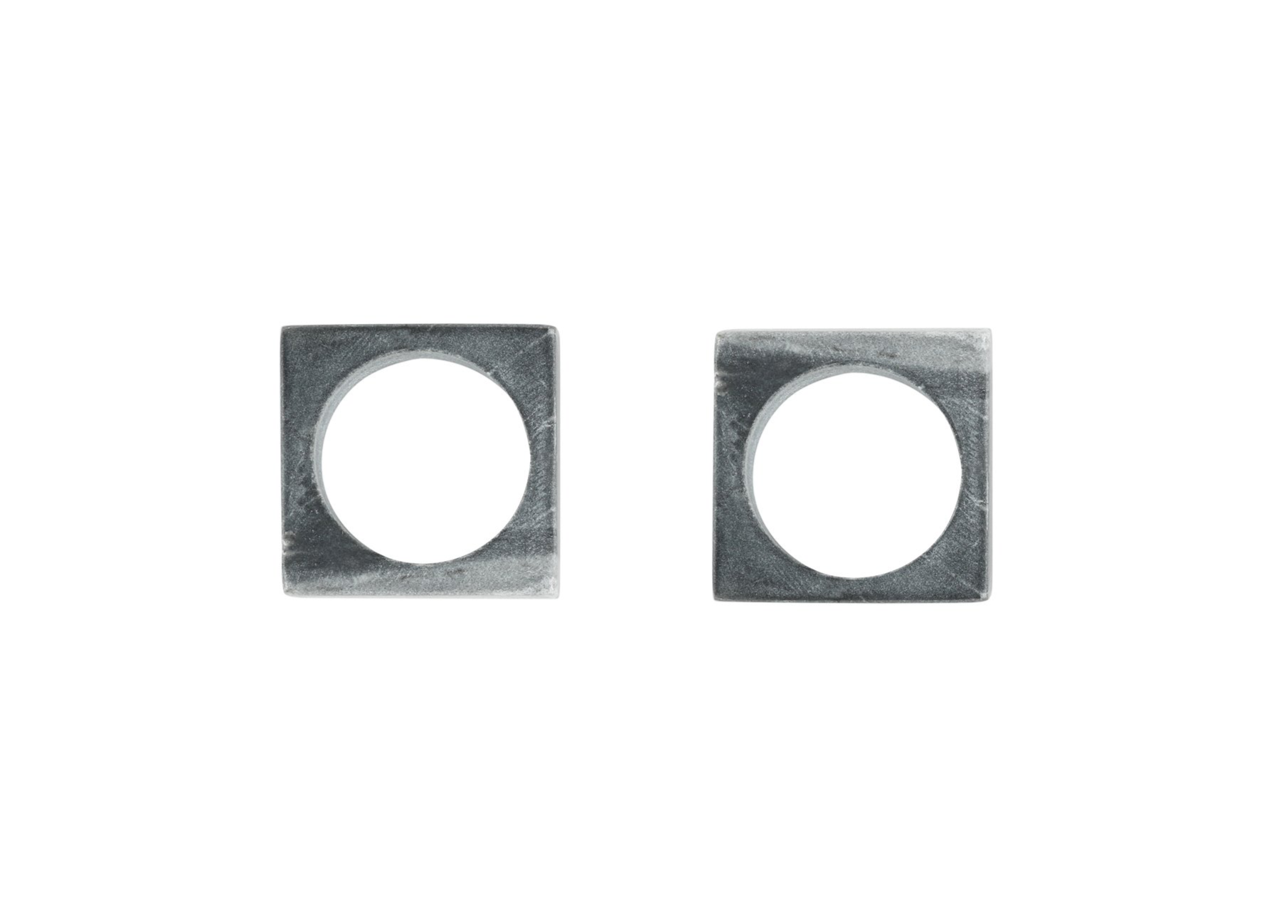 Dim Gray Gray Marble Modernist Napkin Rings (Set of 2)