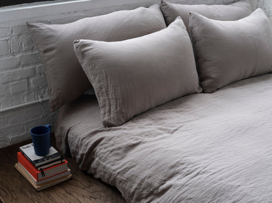 Dark Slate Gray Washed Linen Pillowcase (Pair)
