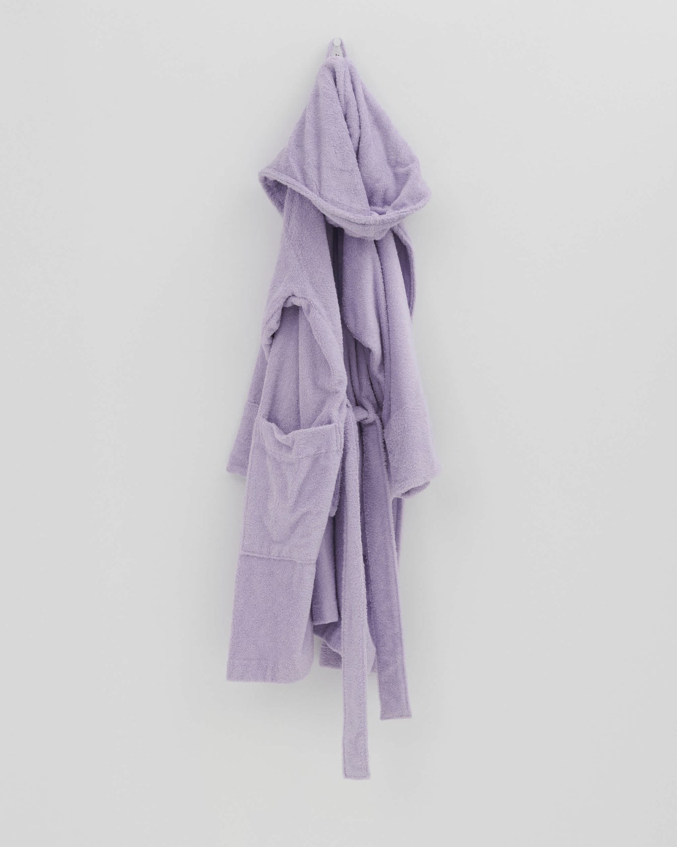 Light Gray Hooded Bathrobe - Lavender