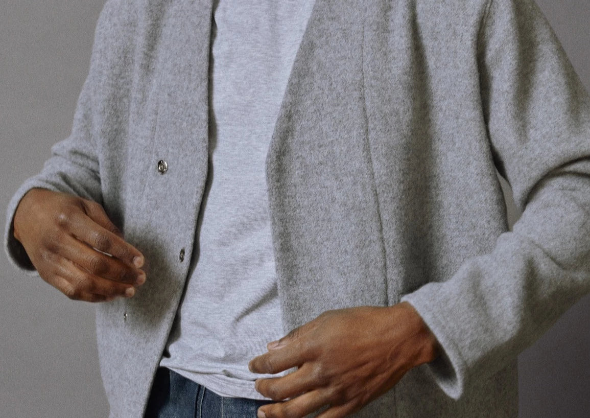 Light Slate Gray The Double Breasted Cardigan Heather Grey