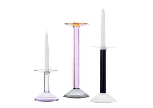 Light Gray Rainbow Candleholder (Grey/Pink/Amber)