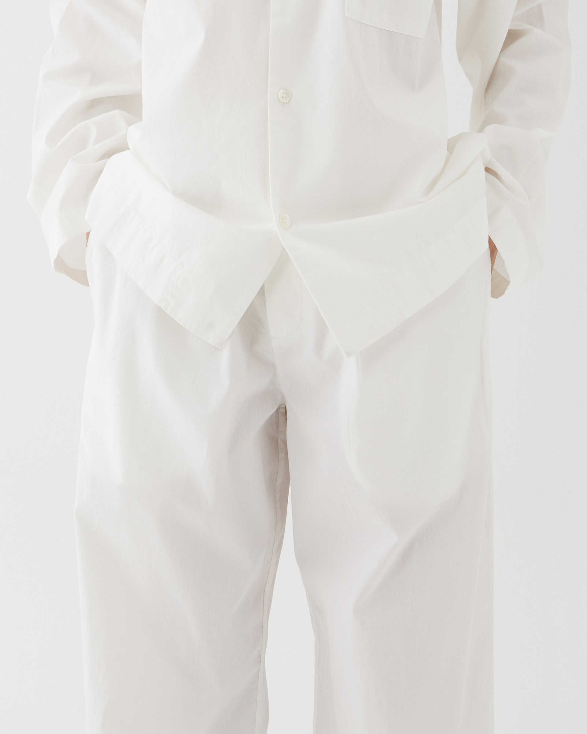 Light Gray Poplin Pyjamas-Alabaster White
