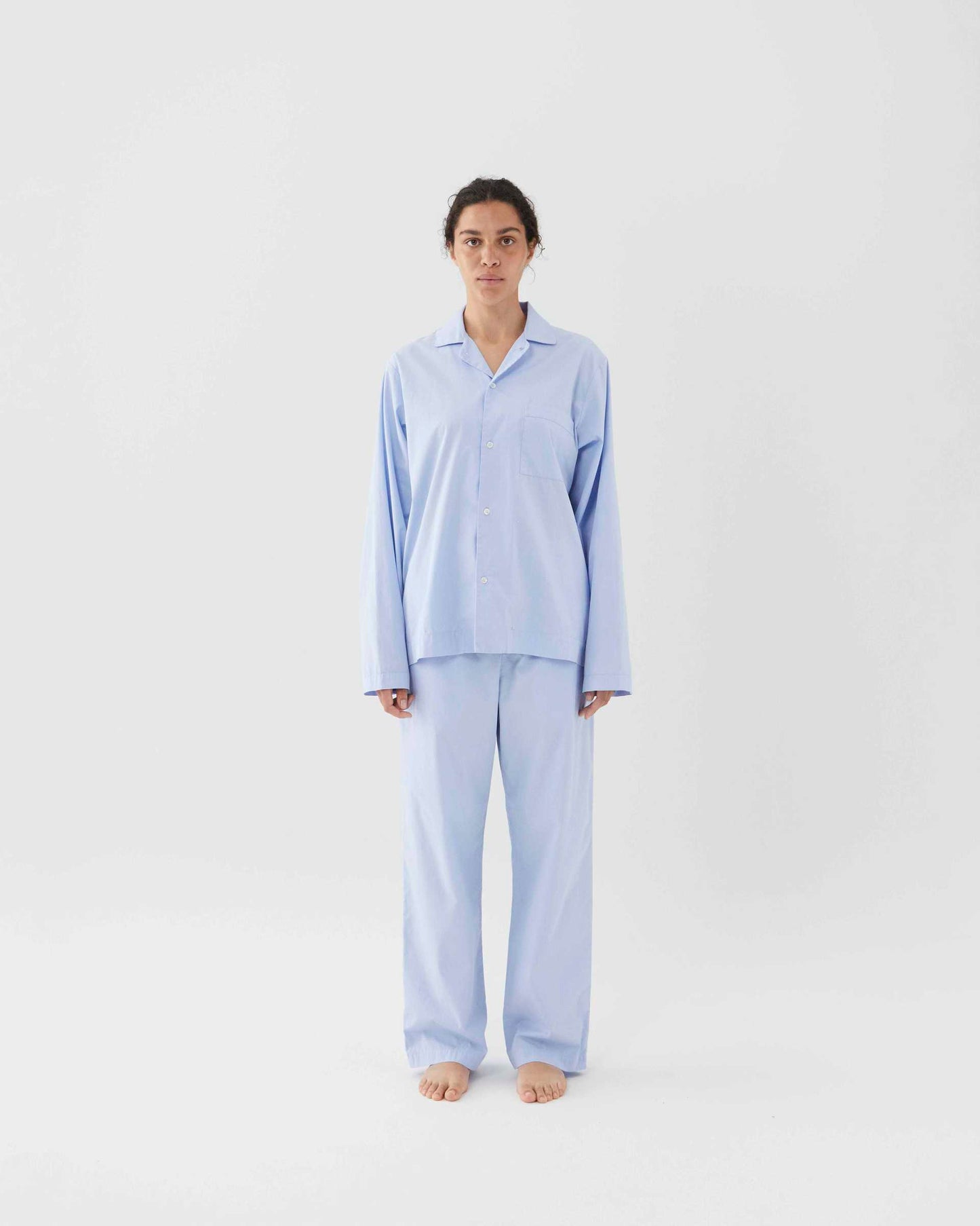 Lavender Poplin Pyjamas-Dress Shirt Blue
