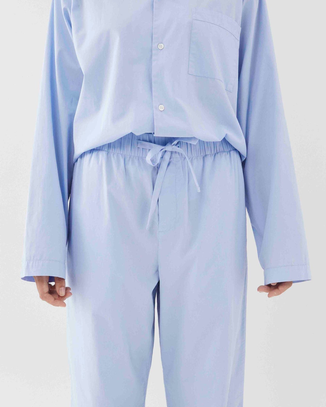 Light Gray Poplin Pyjamas-Dress Shirt Blue