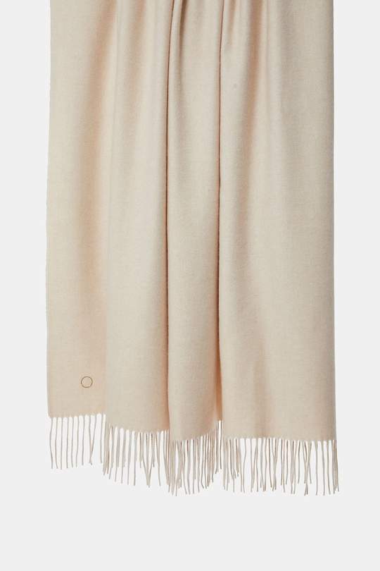 Light Gray Uno Classic Fringed Two-Tone Cashmere Throw Ecru