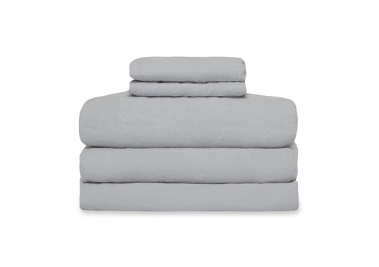 Dark Gray Washed Linen Sheet Set