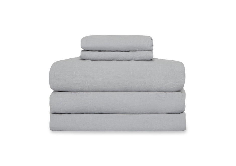 Dark Gray Washed Linen Sheet Set