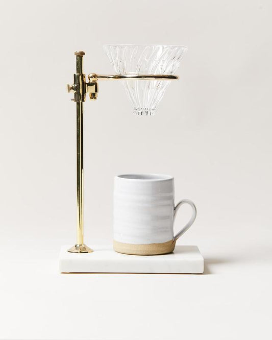 Beige Brass & Marble Pour Over Stand