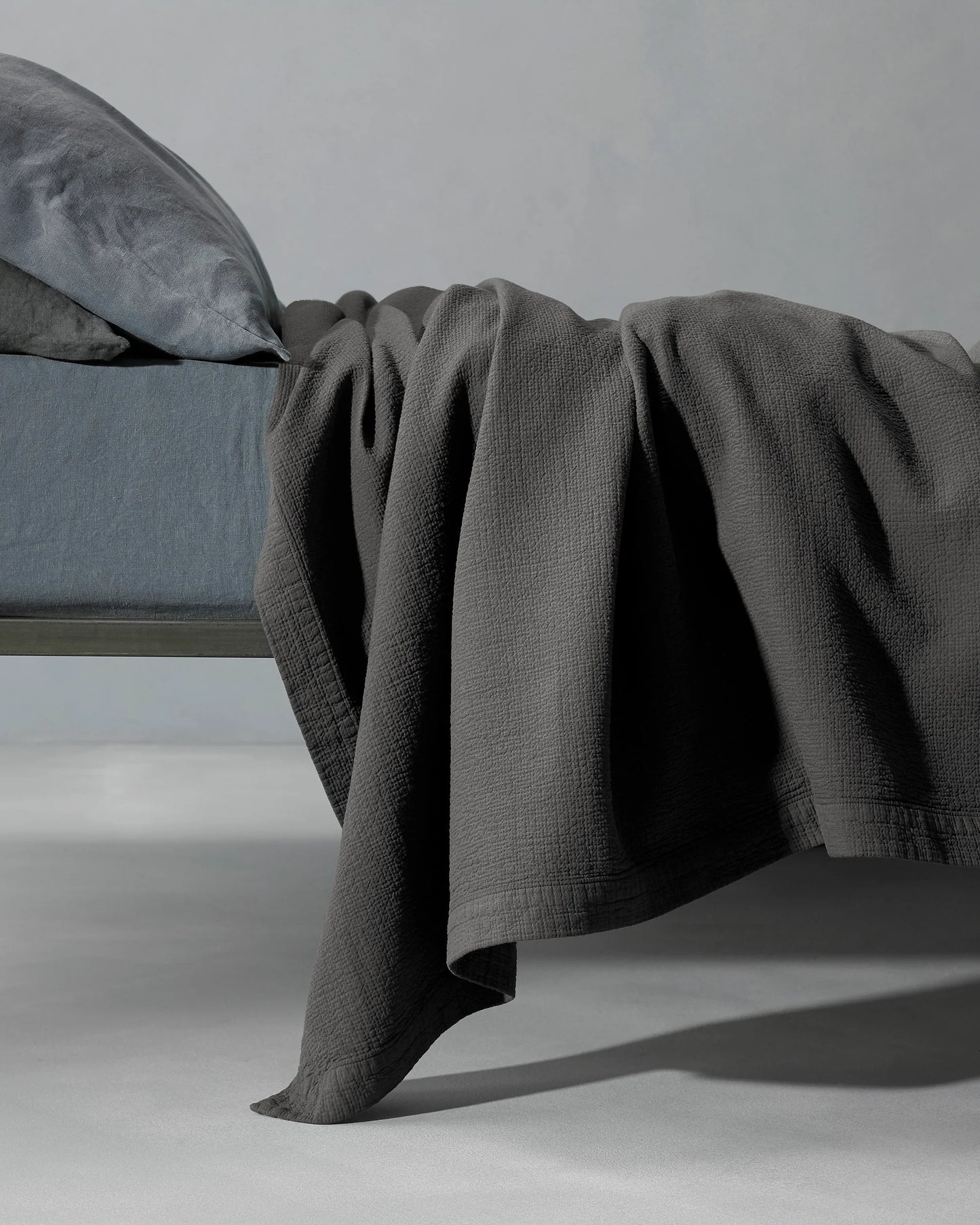 Dark Slate Gray Cloqué Cotton Bedspread